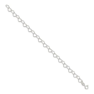 Sterling Silver Fancy Heart Link Bracelet – view 2