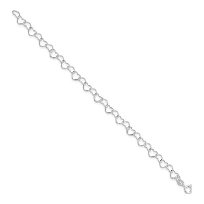 Sterling Silver Heart Link Bracelet – view 3