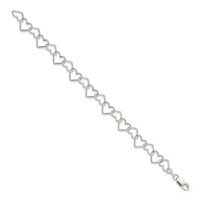 Sterling Silver Heart Link Bracelet – view 3