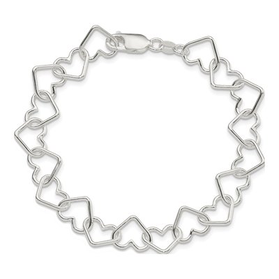 Sterling Silver Heart Link Bracelet – view 4