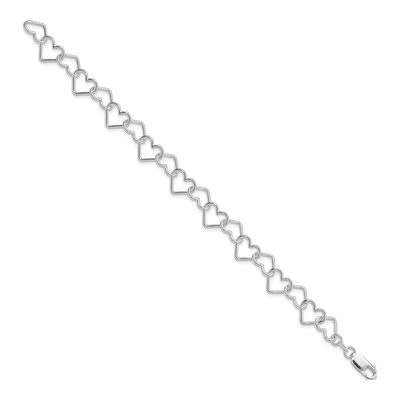 Sterling Silver Heart Link Bracelet – view 3