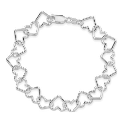 Sterling Silver Heart Link Bracelet – view 4