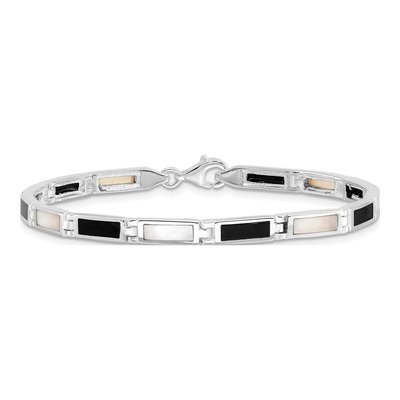 Sterling Silver Onyx & Mother of Pearl Bracelet – view 3