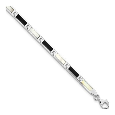Sterling Silver Onyx & Mother of Pearl Bracelet