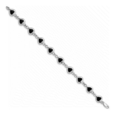 Sterling Silver Onyx Heart Bracelet – view 3