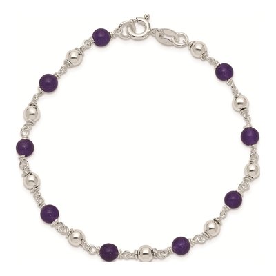 Sterling Silver Amethyst Beaded Bracelet – view 4