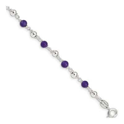 Sterling Silver Amethyst Beaded Bracelet