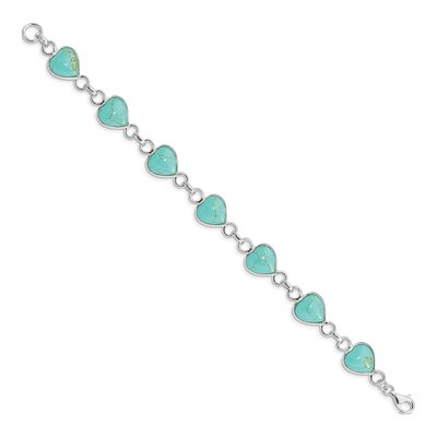Sterling Silver Turquoise Heart-Shaped Bracelet – view 2