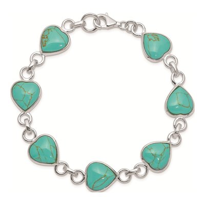 Sterling Silver Turquoise Heart-Shaped Bracelet – view 3