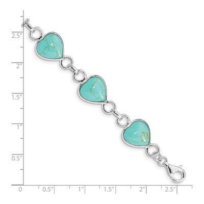 Sterling Silver Turquoise Heart-Shaped Bracelet – view 4