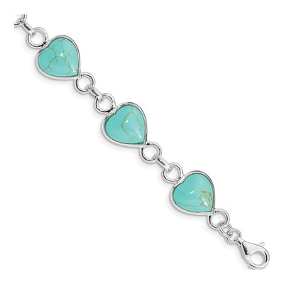 Sterling Silver Turquoise Heart-Shaped Bracelet