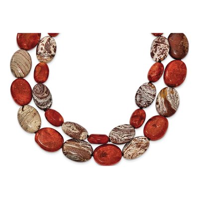 Sterling Silver Carnelian Coral Beaded Necklace