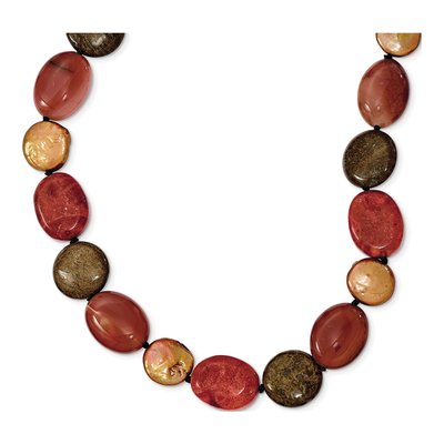 Sterling Silver Freshwater Cultured Pearl Tiger's Eye Multi-Stone Necklace
