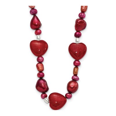 Sterling Silver Freshwater Cultured Pearl & Pink Freshwater Cultured Pearl Beaded Necklace