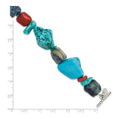 Sterling Silver Turquoise Multi-Gemstone Toggle Bracelet – view 4