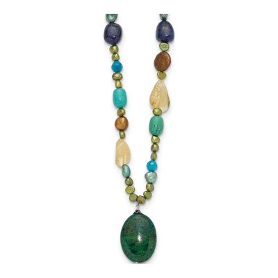 Sterling Silver Citrine & Agate Natural Necklace