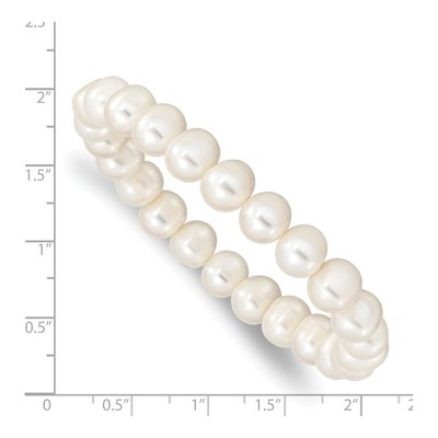 White Freshwater Pearl Stretch Bracelet, 7.5" – view 3