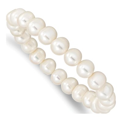 White Freshwater Pearl Stretch Bracelet, 7.5"