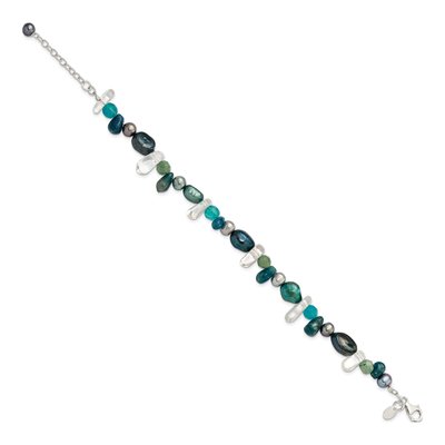 Sterling Silver Freshwater Cultured Pearl Aventurine Bracelet – view 2