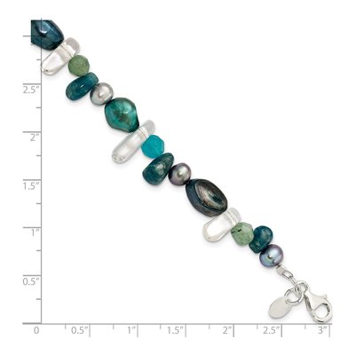 Sterling Silver Freshwater Cultured Pearl Aventurine Bracelet – view 3