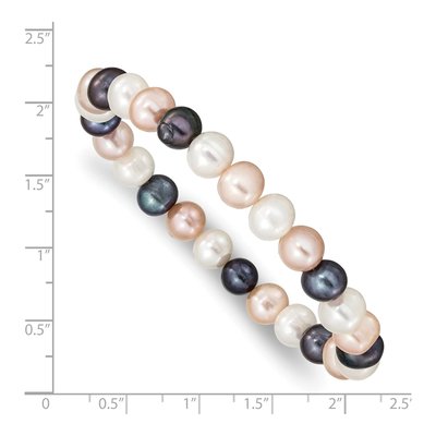 White, Peach & Black Freshwater Pearl Stretch Bracelet – view 3