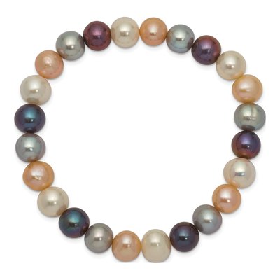 Platinum Freshwater Cultured Pearl Multi-Color Stretch Bracelet – view 2