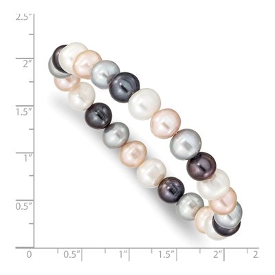 Platinum Freshwater Cultured Pearl Multi-Color Stretch Bracelet – view 3