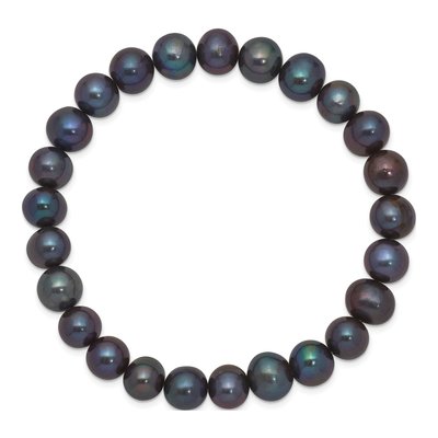 Black Freshwater Pearl Stretch Bracelet 8-9mm – view 2