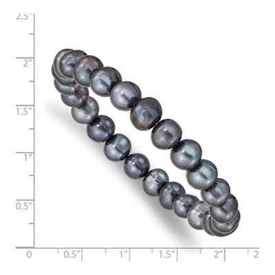 Black Freshwater Pearl Stretch Bracelet 8-9mm – view 3