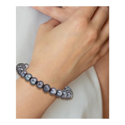 Black Freshwater Pearl Stretch Bracelet 8-9mm – view 4