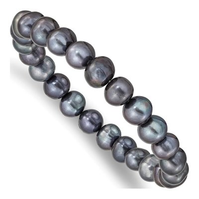 Black Freshwater Pearl Stretch Bracelet 8-9mm