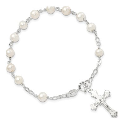 Sterling Silver Freshwater Cultured Pearl Rosary Bracelet – view 3