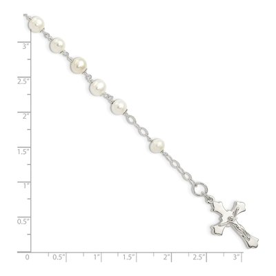 Sterling Silver Freshwater Cultured Pearl Rosary Bracelet – view 4