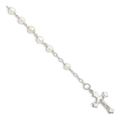 Sterling Silver Freshwater Cultured Pearl Rosary Bracelet