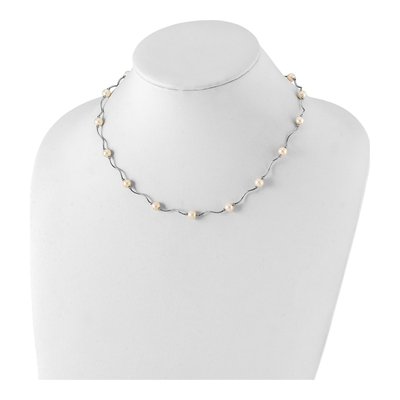 Sterling Silver Freshwater Cultured Pearl Near-Round 18-Station Necklace – view 4