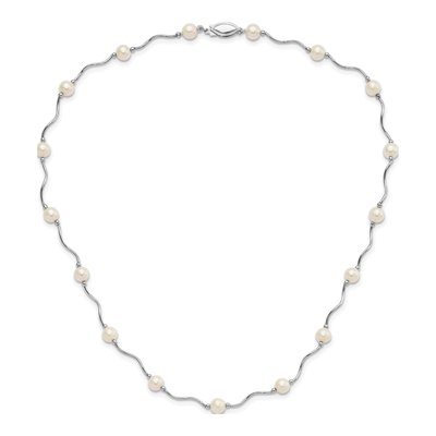 Sterling Silver Freshwater Cultured Pearl Near-Round 18-Station Necklace – view 5