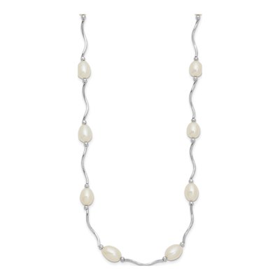 Sterling Silver Freshwater Cultured Pearl Rice 16-Station Necklace – view 3