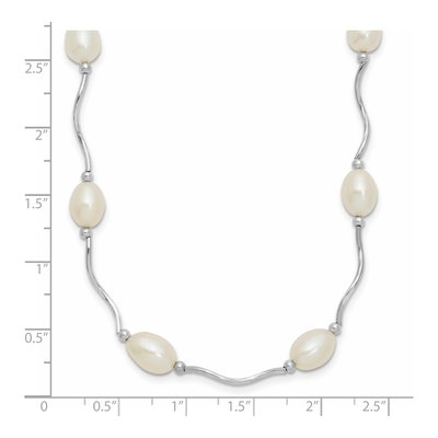 Sterling Silver Freshwater Cultured Pearl Rice 16-Station Necklace – view 4