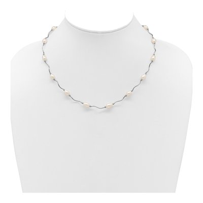 Sterling Silver Freshwater Cultured Pearl Rice 16-Station Necklace – view 5