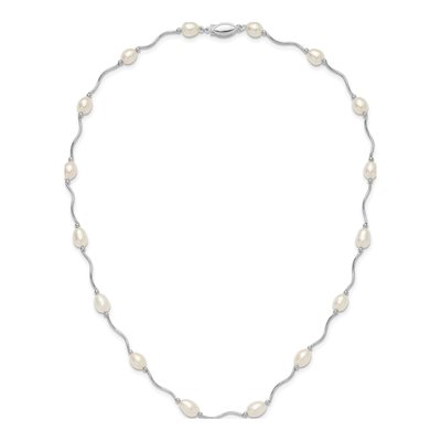 Sterling Silver Freshwater Cultured Pearl Rice 16-Station Necklace – view 6