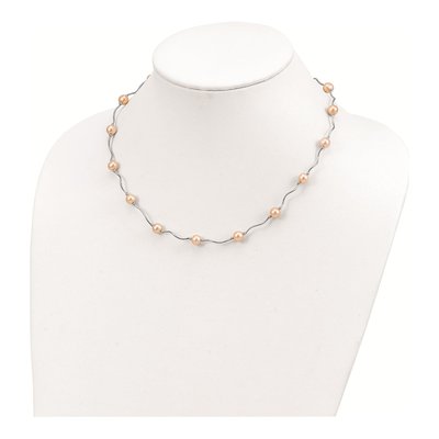 Sterling Silver Pink Freshwater Cultured Pearl Necklace – view 3