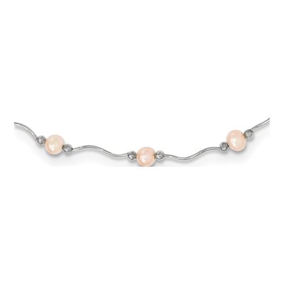 Sterling Silver Pink Freshwater Cultured Pearl Necklace