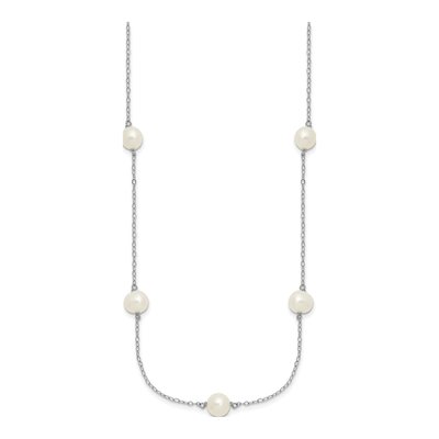 Sterling Silver Freshwater Cultured Pearl Station Necklace – view 3