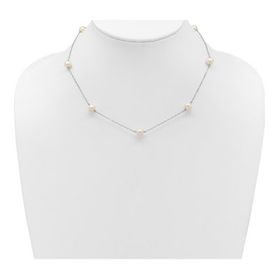 Sterling Silver Freshwater Cultured Pearl Station Necklace – view 5