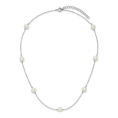 Sterling Silver Freshwater Cultured Pearl Station Necklace – view 6