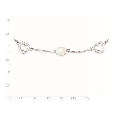 Sterling Silver Freshwater Cultured Pearl Heart Necklace – view 3