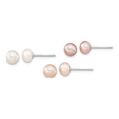 Sterling Silver Multi Pearl Necklace, Bracelet & Earring Set – view 2