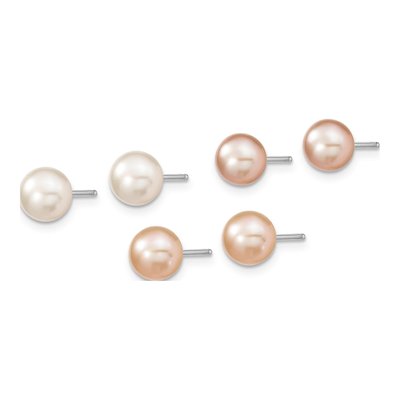 Sterling Silver Multi Pearl Necklace, Bracelet & Earring Set – view 3
