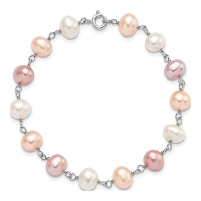 Sterling Silver Multi Pearl Necklace, Bracelet & Earring Set – view 8