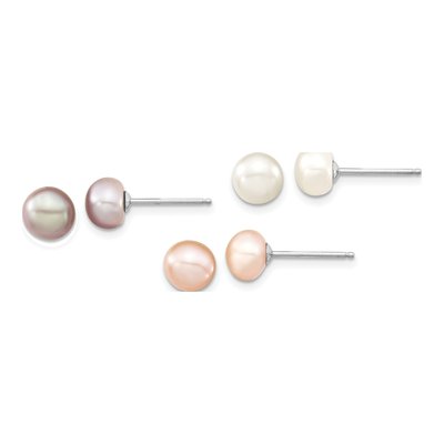 Sterling Silver Multi-Color Pearl Necklace, Bracelet & – view 2